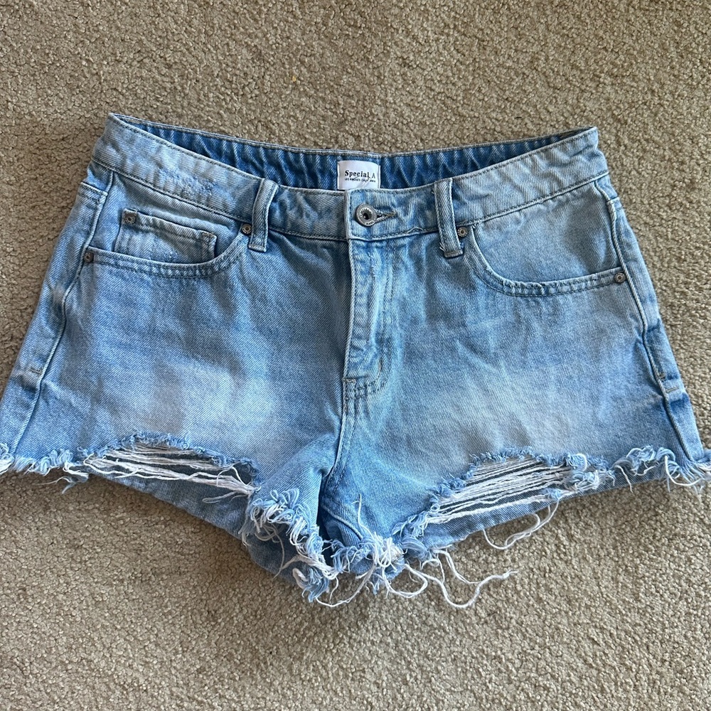 Special A mid rise denim shorts